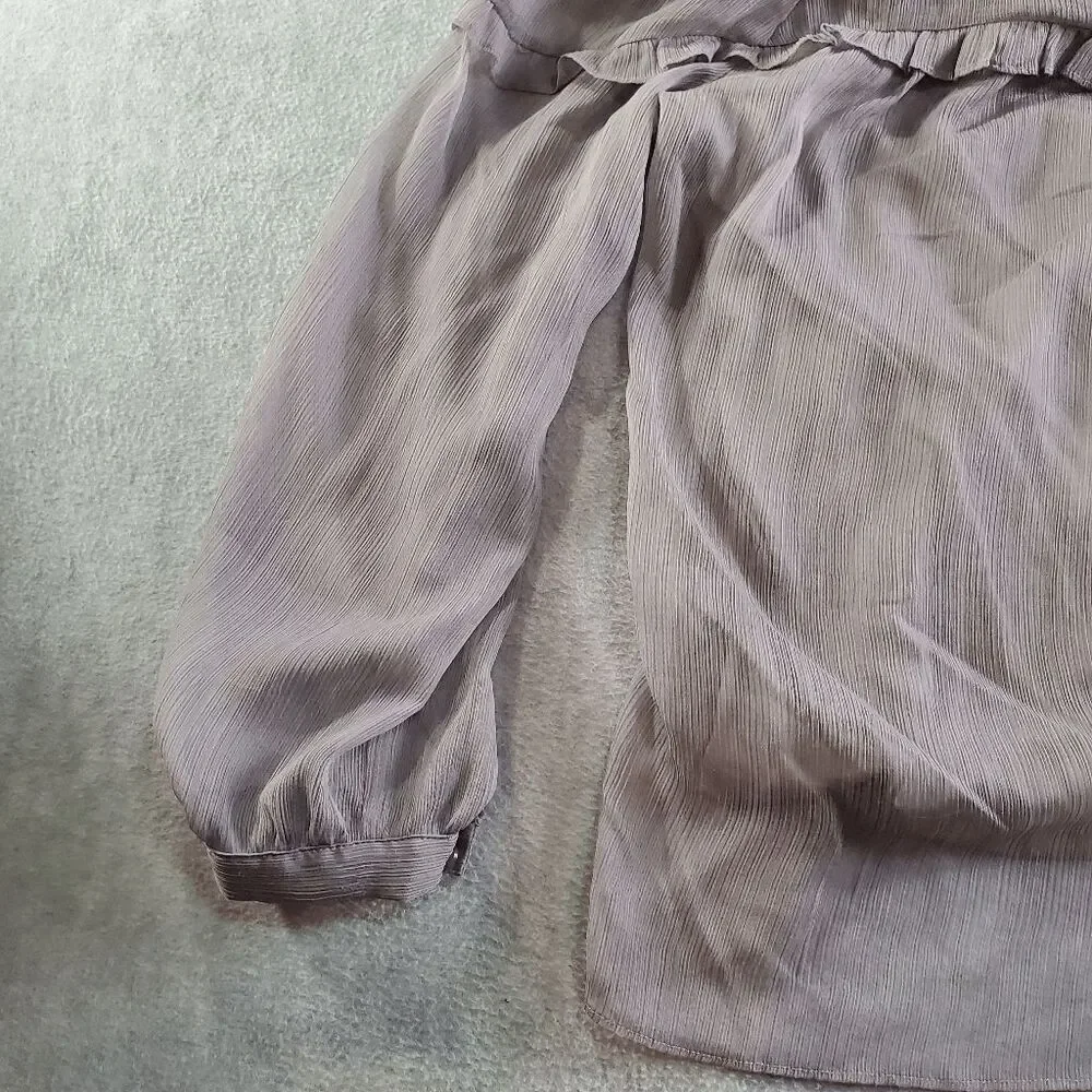Torrid Top Womens 2 Gray Chiffon Lined Cold Shoulder Sleeve Halter Neck Ruffle